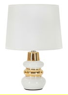 Lampa de masa Liara, Mauro Ferretti, 1 x E14, 40W, 23x32 cm, ceramica/fier, alb/auriu