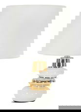 Lampa de masa Liara, Mauro Ferretti, 1 x E14, 40W, 23x32 cm, ceramica/fier, alb/auriu