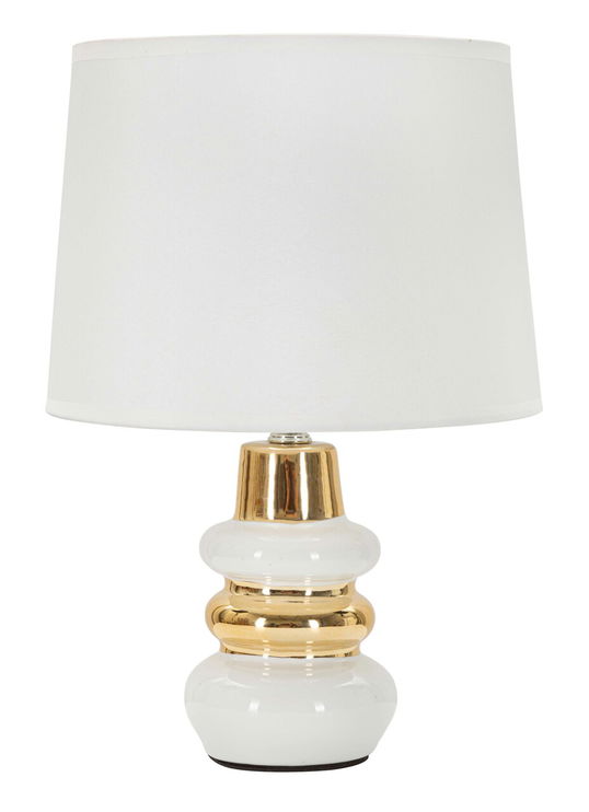 Lampa de masa Liara, Mauro Ferretti, 1 x E14, 40W, 23x32 cm, ceramica/fier, alb/auriu