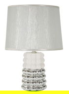 Lampa de masa Lace, Mauro Ferretti, 1 x E14, 40W, 23x33 cm, ceramica/fier, alb/argintiu