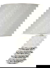 Lampa de masa Lace, Mauro Ferretti, 1 x E14, 40W, 23x33 cm, ceramica/fier, alb/argintiu
