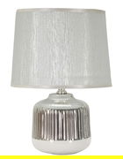 Lampa de masa Lucina, Mauro Ferretti, 1 x E14, 40W, 20x29 cm, ceramica/fier, alb/argintiu