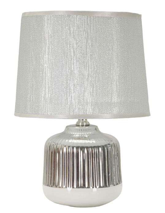 Lampa de masa Lucina, Mauro Ferretti, 1 x E14, 40W, 20x29 cm, ceramica/fier, alb/argintiu