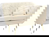 Canapea 2 locuri cu perne decorative Budapest, Mauro Ferretti, 130x83x91 cm, fier/poliester, crem