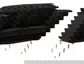 Canapea 2 locuri cu perne decorative Budapest, Mauro Ferretti, 130x83x91 cm, fier/poliester, negru