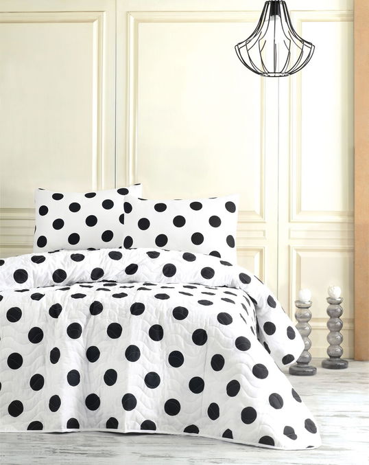 Set cuvertura de pat dubla 3 piese, Point - White, Eponj Home, 65% bumbac/35% poliester