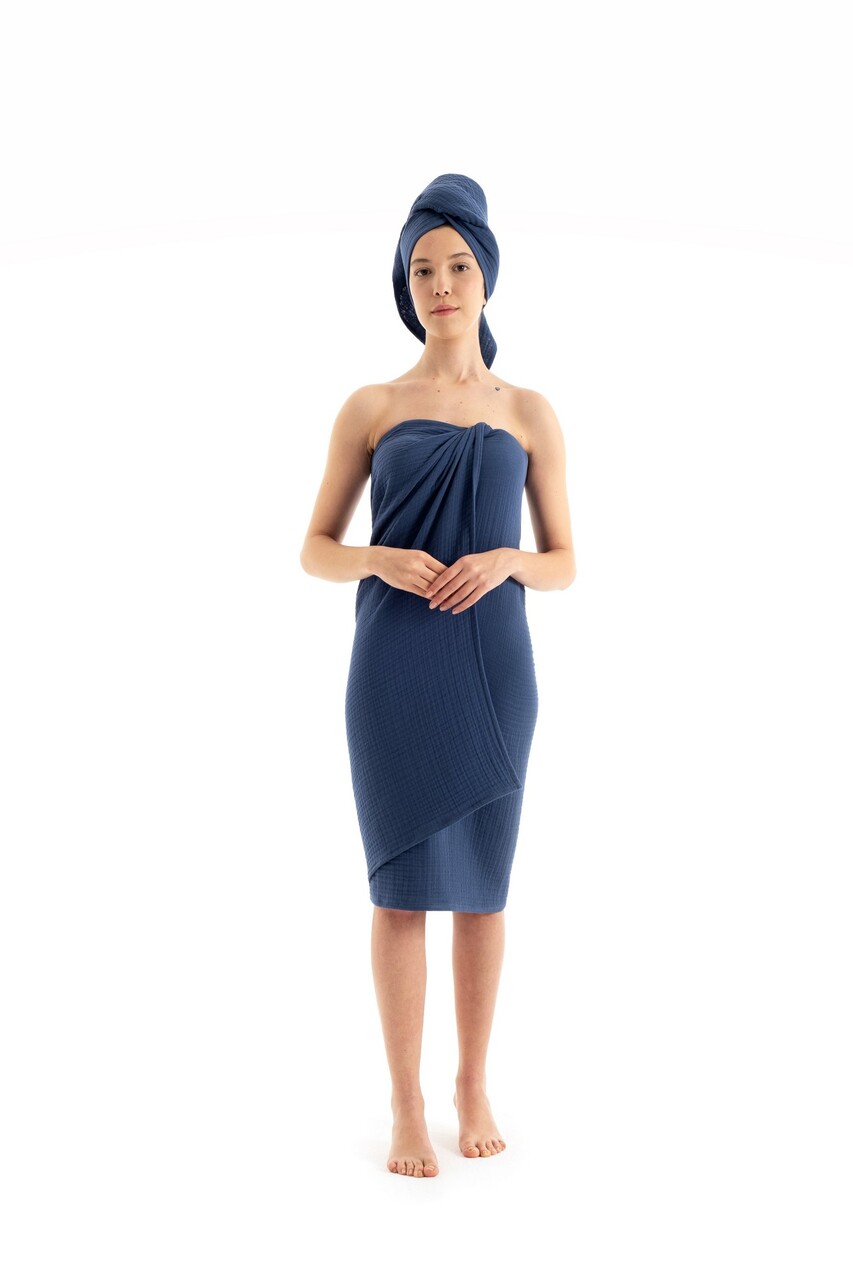 Set prosoape, DC Home, Muslin, Bumbac, Albastru navy