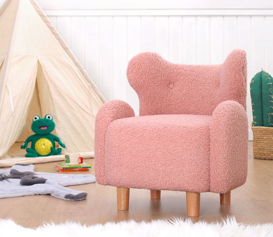 Fotoliu pentru copii, Fluffe, 209FLF1432, Blana artificiala, Roz