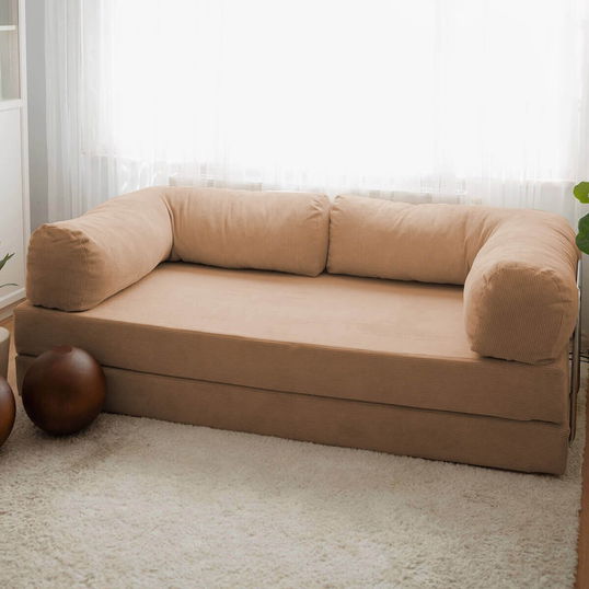 Canapea extensibila cu 3 locuri, Evalina, 383EVN1266, Material: 100% catifea PES, Maro
