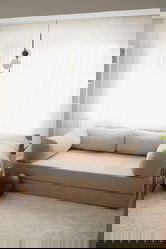 Canapea extensibila cu 3 locuri, Evalina, 383EVN1270, Material: 100% catifea PES, Bej
