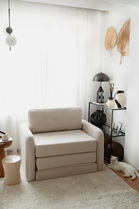Canapea extensibilă cu 1 loc, Evalina, 383EVN1272, Cadru: 100% CARPEN, Alb