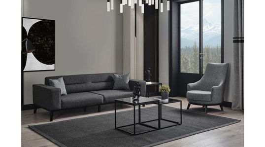 Canapea extensibila cu 3 locuri, Artie, 560ARE2902, Lemn de fag / PAL, Antracit
