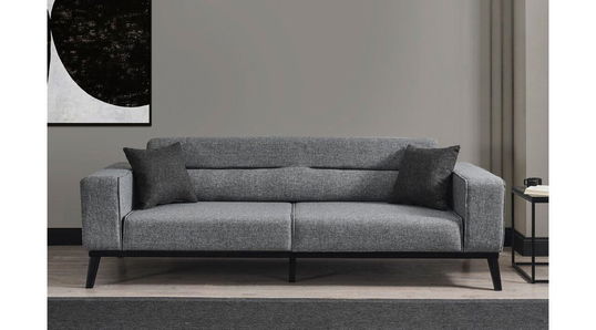 Canapea extensibila cu 3 locuri, Artie, 560ARE2904, Lemn de fag / PAL, Gri deschis