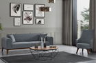 Canapea extensibila cu 3 locuri, Artie, 560ARE2907, Lemn de fag / PAL, Gri deschis