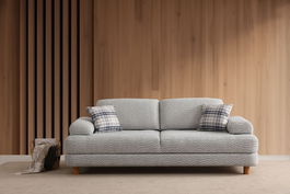 Canapea extensibila cu 3 locuri, Artie, 560ARE4168, Cadru: LEMN/PAL, Crem / Albastru