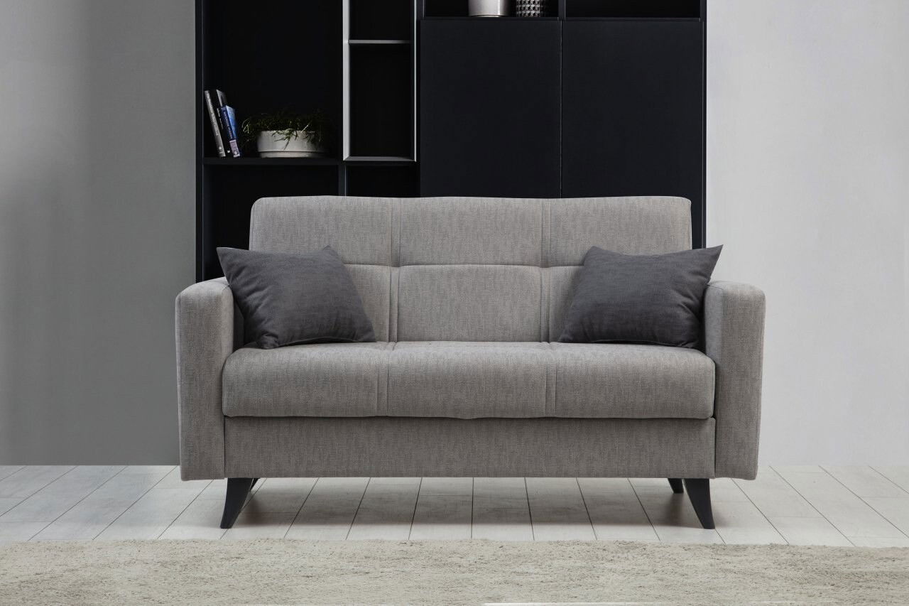 Canapea extensibilă cu 2 locuri, Misty, 730MST1105, Cadru: METAL/LEMN, Gri deschis