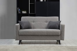 Canapea extensibilă cu 2 locuri, Misty, 730MST1105, Cadru: METAL/LEMN, Gri deschis