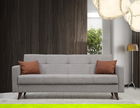 Canapea extensibila cu 3 locuri, Misty, 730MST1205, Cadru: METAL/LEMN, Gri deschis