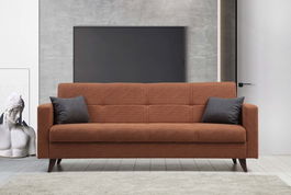 Canapea extensibila cu 3 locuri, Misty, 730MST1207, Cadru: METAL/LEMN, Caramiziu