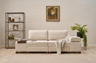 Canapea extensibila cu 3 locuri, Balcab Home, 825BLC4309, Lemn, Crem
