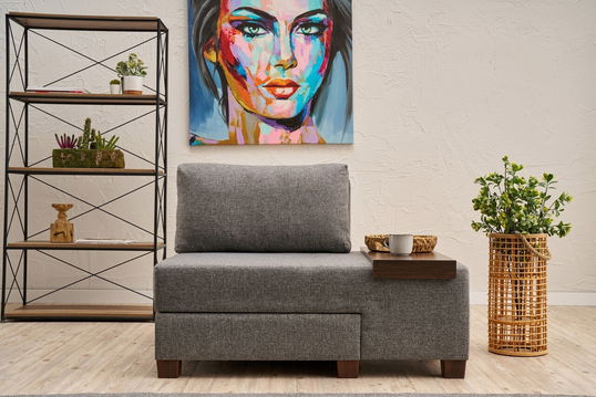 Canapea extensibilă cu 1 loc, Balcab Home, 825BLC4713, Lemn, Gri