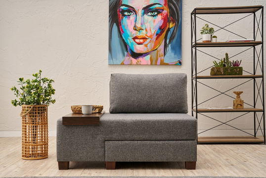 Canapea extensibilă cu 1 loc, Balcab Home, 825BLC4714, Lemn, Gri