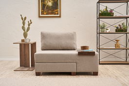 Canapea extensibilă cu 1 loc, Balcab Home, 825BLC4717, Lemn, Crem