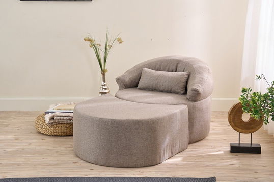 Canapea extensibilă cu 1 loc, Balcab Home, 825BLC4730, Material: 100% POLIESTER (țesătură cu textură de in), Maro