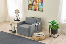 Canapea extensibilă cu 1 loc, Balcab Home, 825BLC4731, Cadru: 100% LEMN DE BRAD, Gri