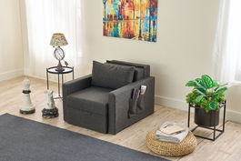 Canapea extensibilă cu 1 loc, Balcab Home, 825BLC4733, Cadru: 100% LEMN DE BRAD, Antracit