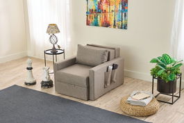 Canapea extensibilă cu 1 loc, Balcab Home, 825BLC4734, Cadru: 100% LEMN DE BRAD, Maro