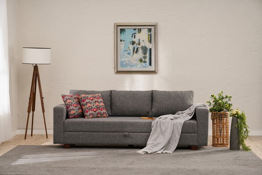 Canapea extensibila cu 3 locuri, Balcab Home, 825BLC5246, Cadru: LEMN/MDF/PLA, Gri