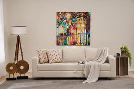 Canapea extensibila cu 3 locuri, Balcab Home, 825BLC5249, Cadru: LEMN/MDF/PLA, Crem