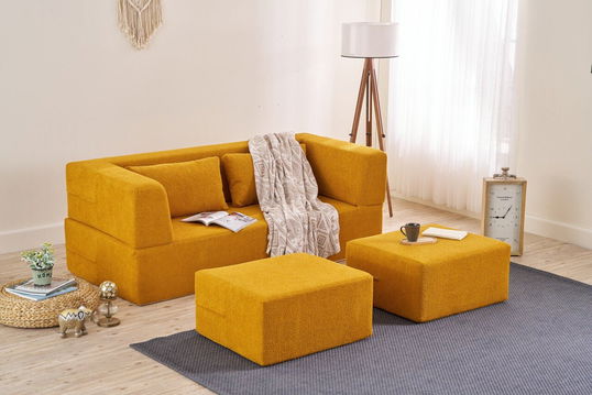 Canapea extensibilă cu 2 locuri, Balcab Home, 825BLC5403, Material: 100% ȘENILĂ, Portocaliu