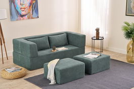 Canapea extensibilă cu 2 locuri, Balcab Home, 825BLC5404, Material: 100% ȘENILĂ, Verde
