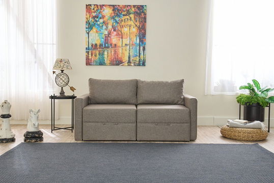 Canapea extensibilă cu 2 locuri, Balcab Home, 825BLC5415, Cadru: 100% LEMN DE BRAD, Maro