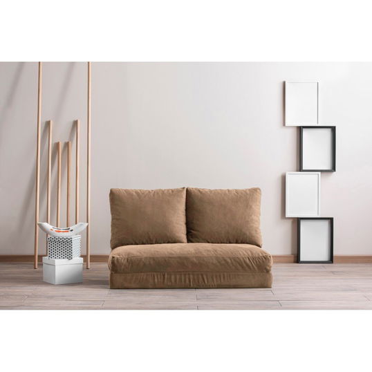 Canapea extensibilă cu 2 locuri, Futon, 859FTN1278, Metal , Maro deschis