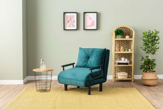 Canapea extensibilă cu 1 loc, Futon, 859FTN2344, Metal , Verde petrol