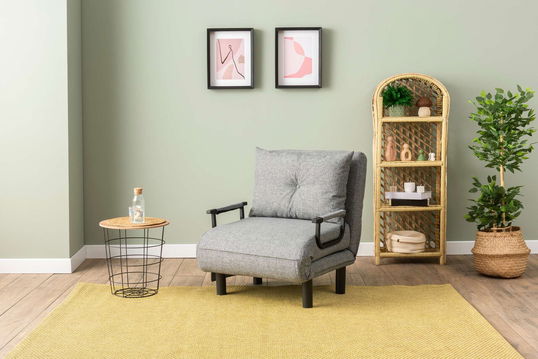 Canapea extensibilă cu 1 loc, Futon, 859FTN2347, Metal , Gri deschis