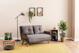 Canapea extensibilă cu 2 locuri, Futon, 859FTN2718, Metal , Gri