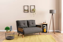 Canapea extensibilă cu 2 locuri, Futon, 859FTN2724, Metal , Gri inchis