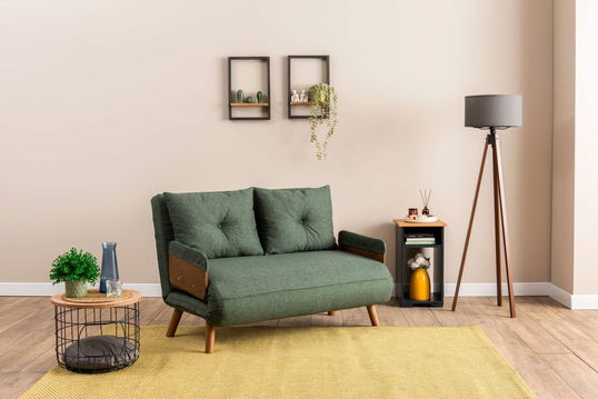 Canapea extensibilă cu 2 locuri, Futon, 859FTN2725, Metal , Verde