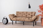 Canapea extensibila cu 3 locuri, Futon, 859FTN2868, Metal, Maro deschis
