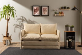 Canapea extensibilă cu 2 locuri, Futon, 859FTN2872, Metal , Crem