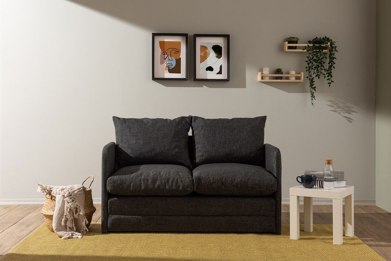 Canapea extensibilă cu 2 locuri, Futon, 859FTN2875, Metal , Gri inchis