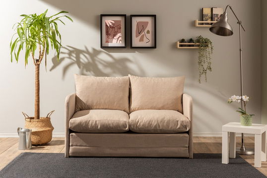 Canapea extensibilă cu 2 locuri, Futon, 859FTN2877, Metal , Bej