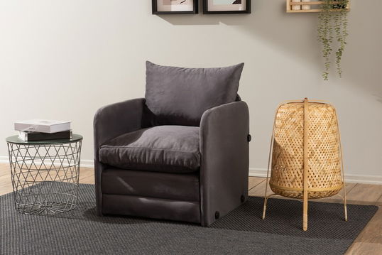 Canapea extensibilă cu 1 loc, Futon, 859FTN2880, Metal , Gri