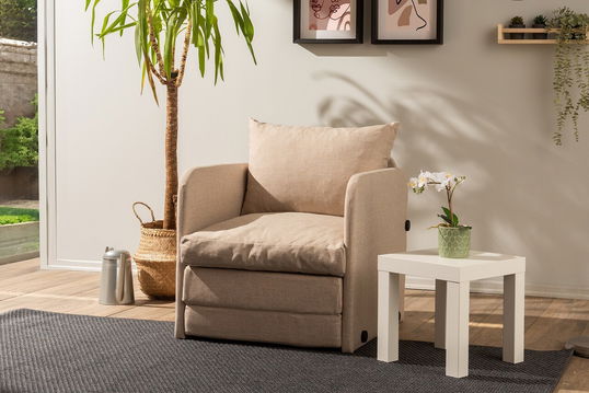 Canapea extensibilă cu 1 loc, Futon, 859FTN2884, Metal , Bej