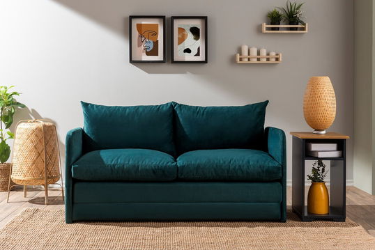 Canapea extensibilă cu 2 locuri, Futon, 859FTN2885, Metal , Verde petrol