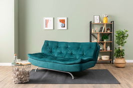 Canapea extensibila cu 3 locuri, Futon, 859FTN2893, Metal , Verde petrol